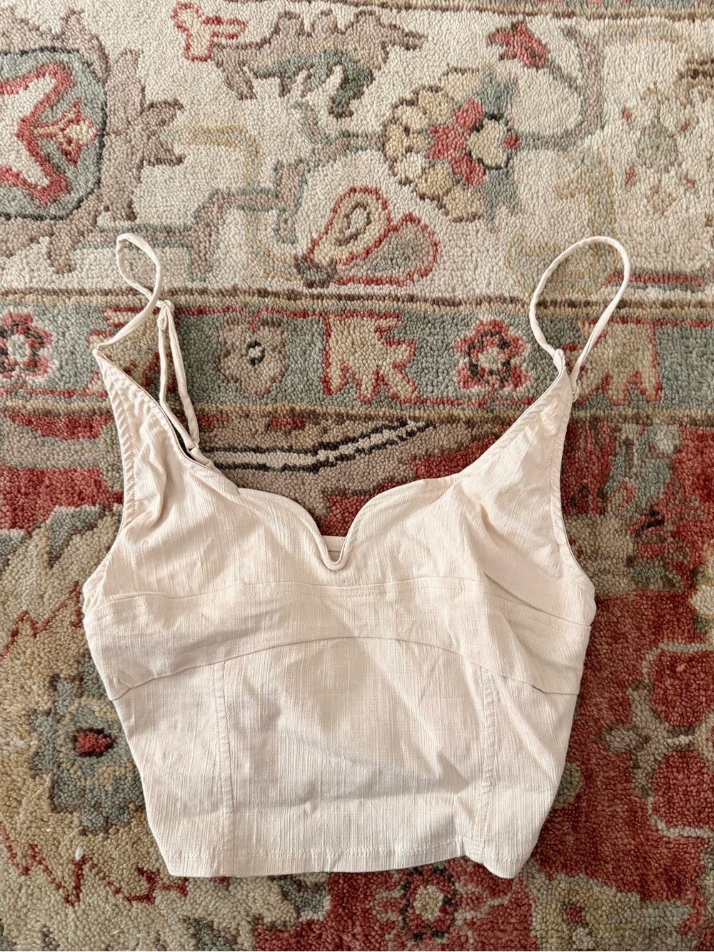 Zara Cream Textured Cropped Cami
